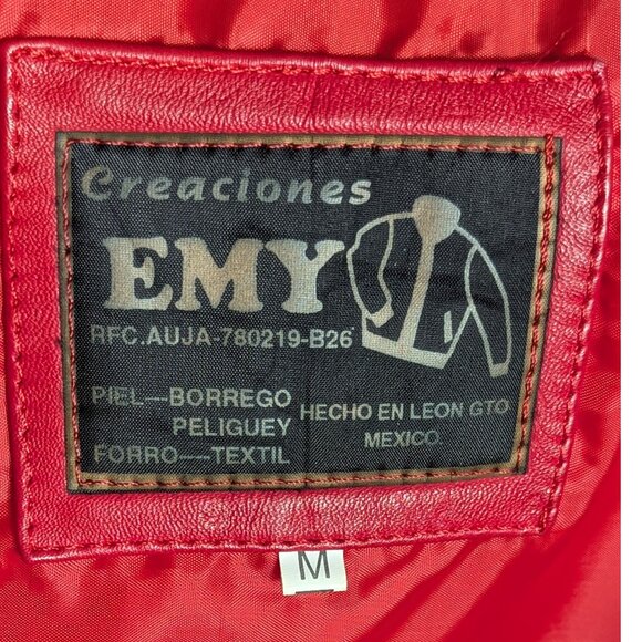 ⭐ Red Leather Jacket Handmade in Mexico – Creaciones EMY (M) - Picture 4 of 6